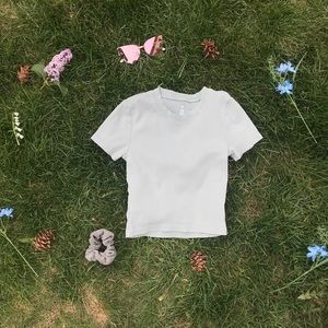 Light Gray Teal Tight Short Sleeve Shirt